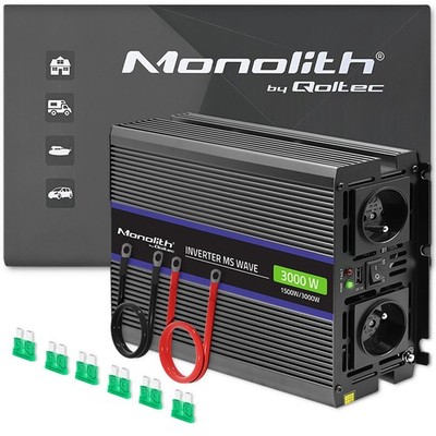 Qoltec Monolith 3000 MS Wave Spannungswandler | 12V auf 230V | 1500/3000W | USB