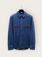 Gucci Triple Web Ornament Stone-Washed Denim Shirt 80575990