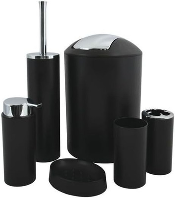 MSV Badezimmer Set, 6-Teiliges Badzubehör Seifenspender, WC Bürste, Seifenschale