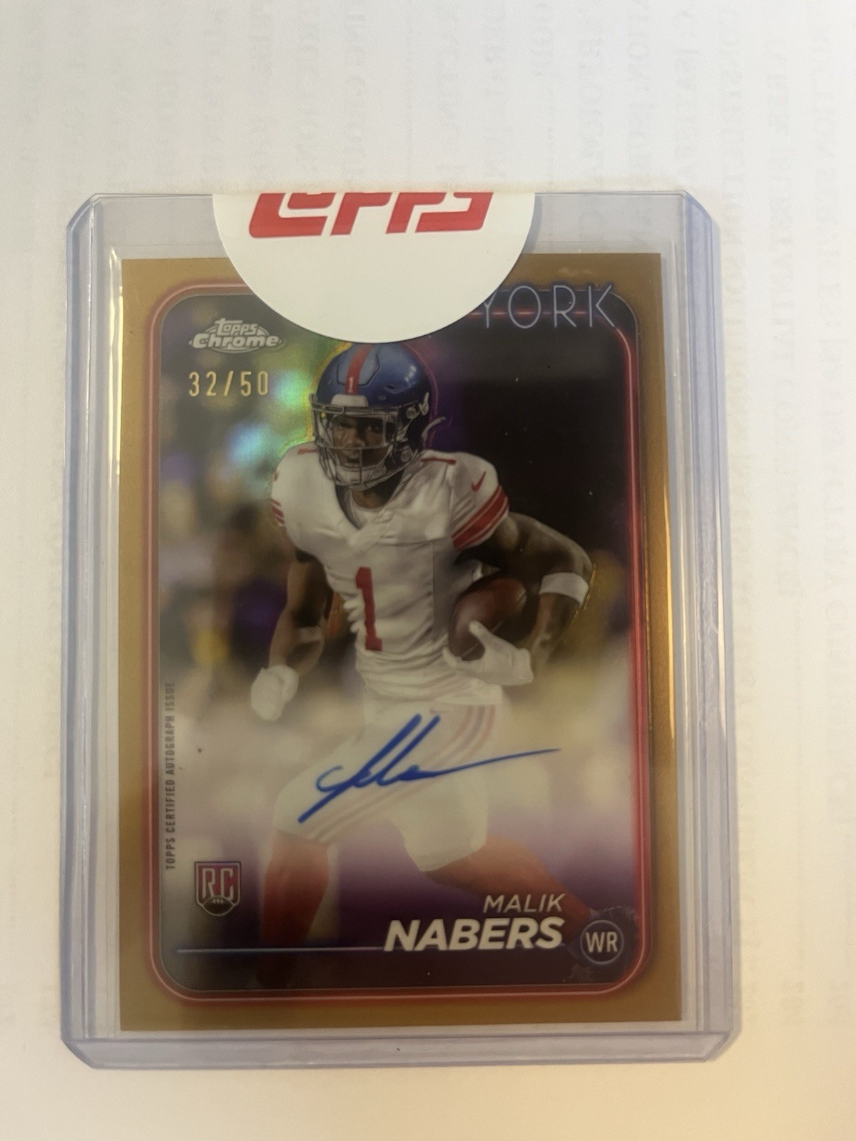 2024 Topps Chrome Malik Nabers Rookie Auto Variation Gold Refractor /50 #RA-MNA