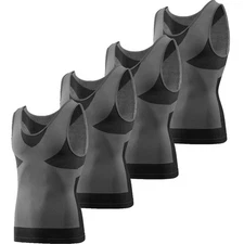 2-4Pc Men's Chest Compression Shirt Body Shaper Belly Slimming Tank Top Gym Vest