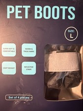 4pcs Pet Dog Shoes Anti-Slip Warm Cotton Boots for Dogs Cats Rain Snow -Size L