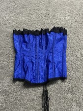 Fredericks of Hollywood Vintage Blue Floral Satin Corset Size 36