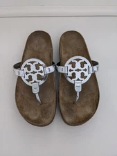EUC! Tory Burch Miller Cloud Sandal In Silver Size 8