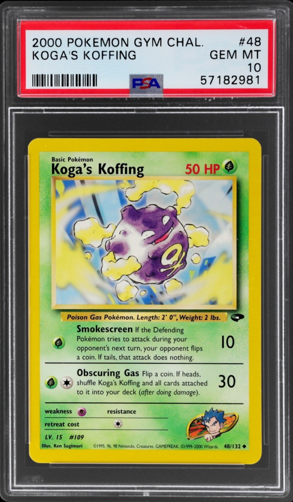 2000 POKEMON GYM CHALLENGE #48 KOGA'S KOFFING PSA 10