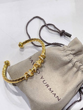 David Yurman 4mm & 18K Gold Cable Cuff Bracelet