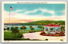 Vintage Northport Long Island NY Public Park & Harbor Postcard