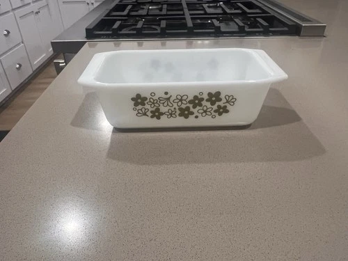 Vintage Pyrex Spring Blossom Crazy Daisy Loaf Pan Bread Dish