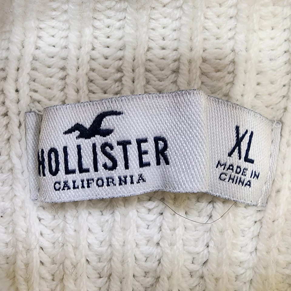 Suéter Hollister Para Mujer XL Crema Cuello Simulado Crop Pullover Elastizado Mezcla de Algodón Foto 3 de 4