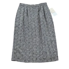NWT VTG Carlisle Womens Black White Tweed Silk Wool Blend Pencil Skirt Size 10