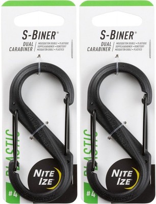 Nite Ize S-Biner Plastic Dual Carabiner #4 - Black (2-Pack)