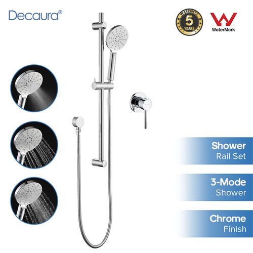 Decaura Hand Held Shower Head On Sliding Rail Set Shower Mixer Tap Wall Tapware - Picture 8 of 67