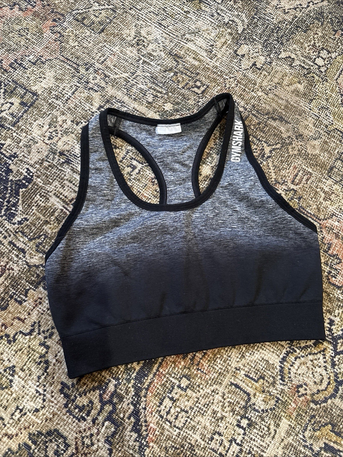 Gymshark Women’s Flex Sports Bra, Black and Grey, XS