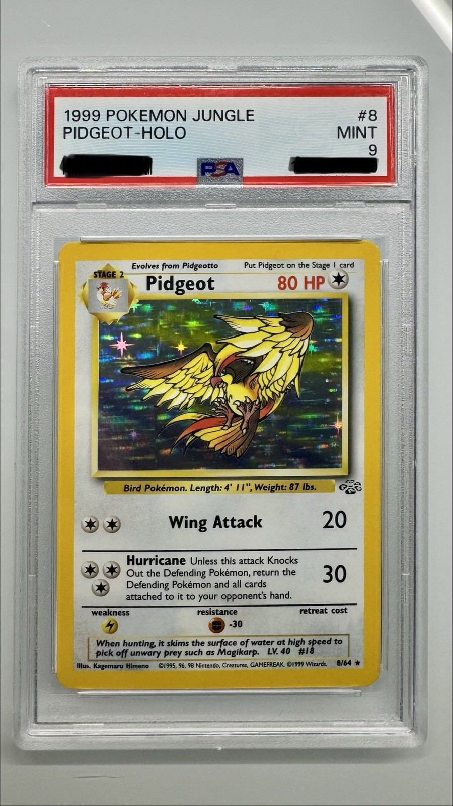 1999 Pokemon Jungle #8 Pidgeot-Holo Psa 9
