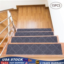 8"x30" 15PCS Non-Slip Carpet Stair Treads For Wooden Steps Self Adhesive Indoor