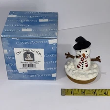 Our America Gift Snowman Candle Jar Topper Lid New In Box Vintage Winter Snow