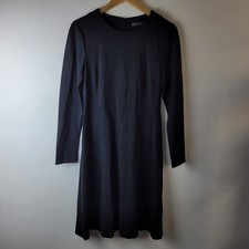 M&S Women Size 8 Black Stretch A-Line T-Shirt Dress Casual Smart Relax Career