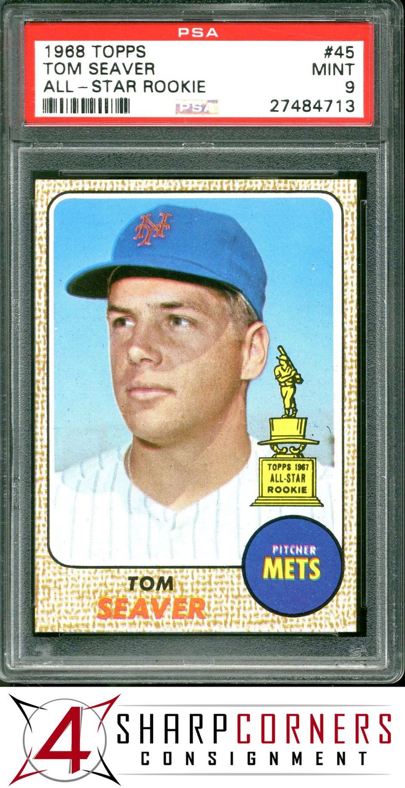 1968 TOPPS ALL-STAR ROOKIE #45 TOM SEAVER METS HOF PSA 9