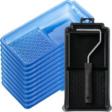 12 Pcs 4 Inch Paint Roller Tray, 10x Disposable Plastic Liners, 1x Roller Frame