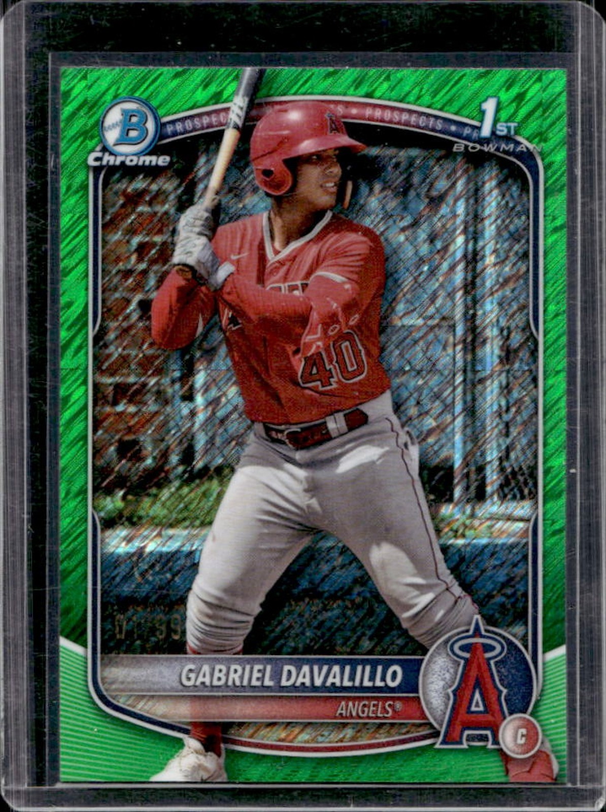 2025 Bowman Chrome Gabriel Davalillo Green Shimmer Refractor 1st #/99 Angels
