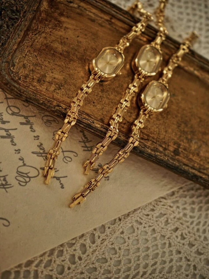 Золотистый винтажный овальный женщин наручные часы подарок кварц - Изображение 4 из 4