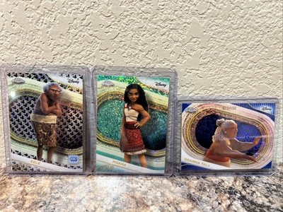 2025 Topps Disney Chrome Moana Numbered Parallel Lot - Moana, Kele, & Gramma T.