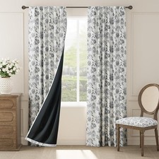 Blackout Floral Curtains for Bedroom, 84 Inches Long Printed Flower Black Out...
