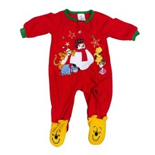 Disney Store Vintage Style Baby Winnie The Pooh Christmas Footie Pajamas 3-6M