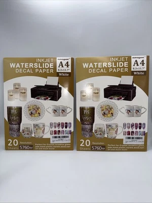 Lot of 2 Waterslide Decal Paper Inkjet WHITE 20 Sheets 8.5x11 Water Slide X-fer - Image 1 of 3