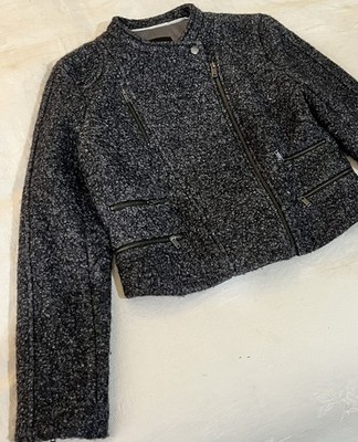 Banana Republic Women s Coat Mario Bellucci Gray Wool Moto Biker Petite 8