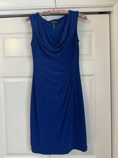Lauren Ralph Lauren Dress 6 Royal Blue Bodycon Ruched Elegant