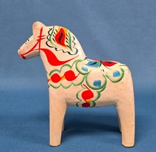 Vintage SWEDISH DALA HORSE Wood Carving Red-Orange Nils Olsson Sweden 5 1/8”