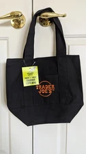 Trader Joes Mini Canvas Tote Bag Black New With Tags