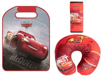 Disney Cars Set mit weicher Gurtschlaufe, Nackenkissen und Sonnenschutz p