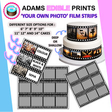 YOUR OWN EDIBLE PHOTO FILM STRIP REEL, 6INCH - 14INCH ROUND CAKES, MUTLI PHOTO
