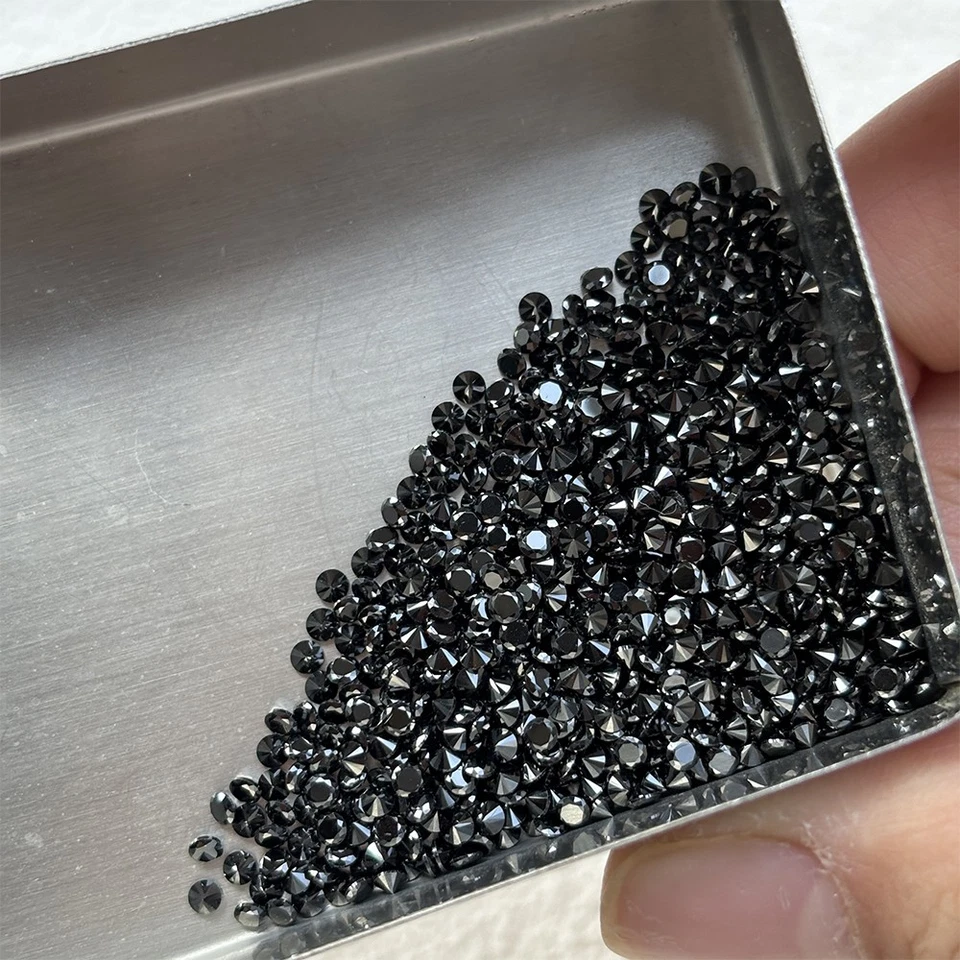 Circonita suelta de alta calidad 1000 piezas corte redondo negro 0,8 mm-10 mm para joyería Foto 3 de 4