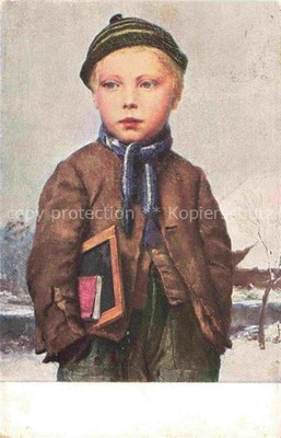 ANKER Albert (1831-1910) artist card Bernese school boy child 