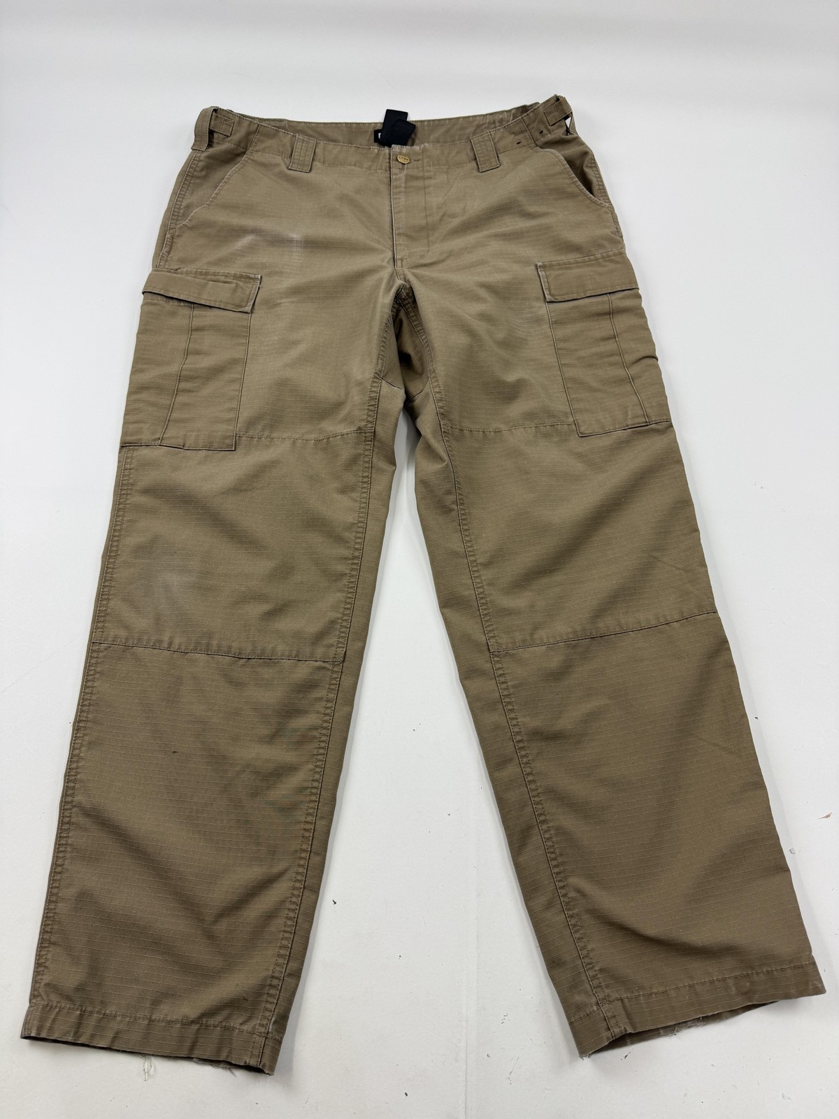 Mens Large Beige Cargo Ripstop Adjustable Waist Workwear Uti