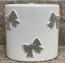 RACHEL ZOE RHINESTONE BOWS RIBBON WHITE DIUBLE TOOTHBRUSH HOLDER