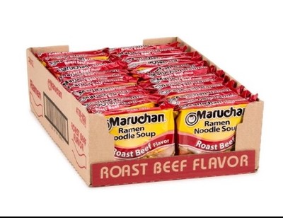 Maruchan Ramen Roast Beef, Instant Ramen Noodles, Ready to Eat Meals, 3 Oz, 24 C