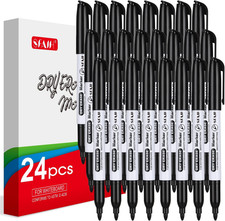 Black Dry Erase Markers Fine Tip - 24 Pack Whiteboard Markers For High-Volume Of