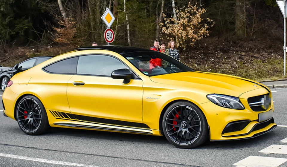 Calcomanía adhesiva de vinilo a rayas laterales del techo del capó del coche para Mercedes Benz W205 AMG C63 Foto 3 de 4