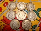 8 SILVER (90%) ROOSEVELT DIMES, CIRCULATED, 1948D,49,49S,49D,50,50S,50D,51