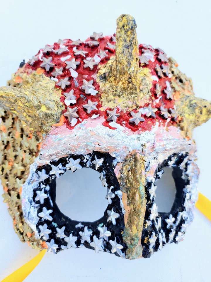 Horn Mask with Stars Handmade One Of A Kind - Image 4 of 4