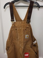 Carhartt R02 BRN Double Knee Duck Bib Quilt Lined Insulated Overalls USA 38 X 30