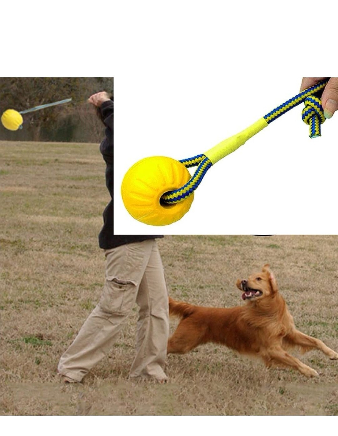 Ball with Rope Dog Toy,Fling Dura Foam Ball Dog Toy,Dog Water Float Toy