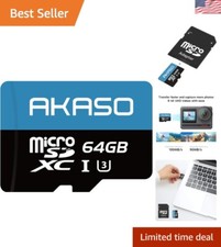 64GB U3 MicroSDXC Memory Card with Adapter - 100MB/s, For Action Cameras