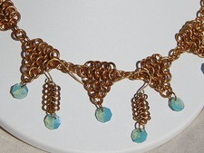 Hand-made Solid Brass Chain Maille &  Pacific Opal Octagon Crystals set