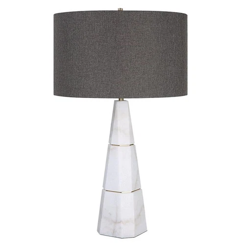 Uttermost Citadel Contemporary Marble Iron and Fabric Table Lamp - Elegant White - Picture 3 of 8