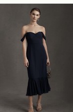 Anthropologie BHLDN Munroe Georgette Dress Midnight Navy 6 NWT